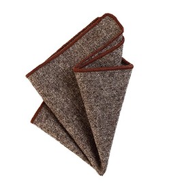 DonDon Men's Pocket Square Handkerchief 23 x 23 cm to Fold Yourself Cotton Tweed Style Plain, Brown 3