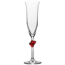 Stolzle シャンパングラス 「ラムール ハート」 ペア レッド & サティン ハート