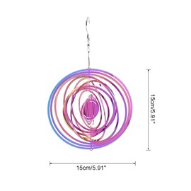 sourcing map Wind Spinner Circular 5.91" x 9.45" Stainless Steel Reflectors Wind Chimes for Outdoor Devices Metal Decorations Keep Birds Away Yard Garden, Blue/Purple