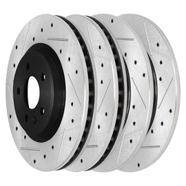 AutoShack Front and Rear Drilled Slotted Brake Rotors Black Set of 4 Replacement for 2009-2019 Ford Flex 2010-2019 Taurus 2011-2019 Explorer 2009-2012 Lincoln MKS 2010-2019 MKT AWD FWD PR64168PR64127