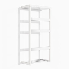 riteu Blanket Ladder, Bamboo Bath Towel Racks for Bathroom Wall Mounted, Wall Blanket Ladder, Towel Storage Rack with Shelf Can Holds 6 Large Towels,White