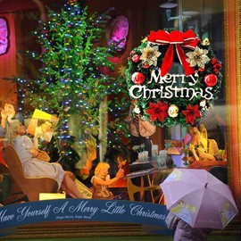 BESTOYARD Christmas Door Wreath Christmas Ball Ornaments Christmas Window Wall Decorations 30cm