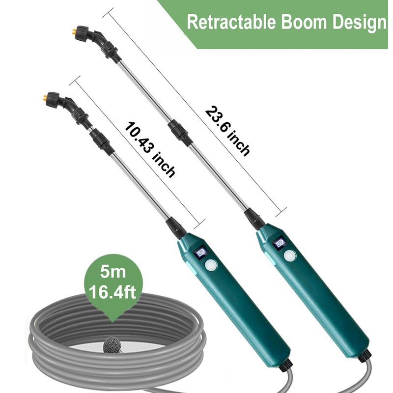 Battery Powered Sprayer Wand,23.6" Electric Sprayer Telescopic Wand with 3