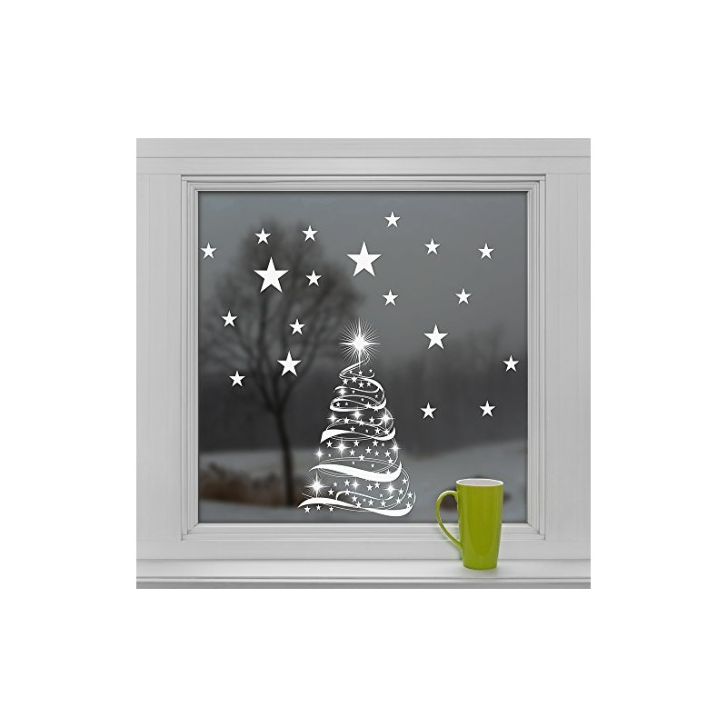 Star Tree with Stars Window Cling Stickers - Seasonal Christmas