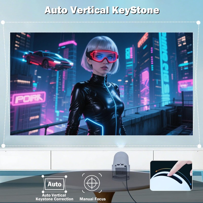 WellSonic Mini Projector Support 1080P, Mini Projector with WiFi 6