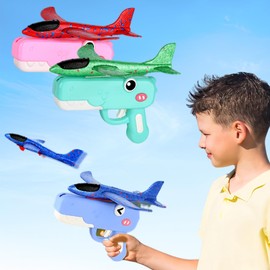 2 Pack Airplane Launchers Toy for Kids Toy Plane Outdoor Toys for Boys Flying Toys Birthday Gifts for Boys Girls 4 5 6 7 8 9 10 11 12 Year Old(2 Pcs (Green+Blue))
