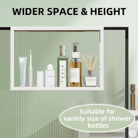 BAKON Over The Door Shower Caddy, No Drilling Shower Caddy Hanging, White Shower Organizer, Shower Shelves - Stainless Steel, Rustproof & Waterproof for Inside Shower