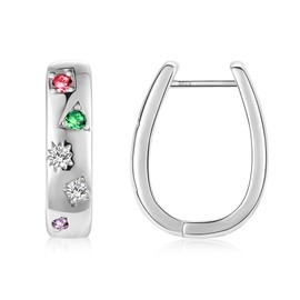 ALEXCRAFT Chunky Hoop Earrings, 925 Silver Gold with Cubic Zirconia, 14 K Golden Earrings, Women's Gift for Women, Girlfriend, Mum, Girls, Brass