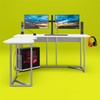 NTENSE Gaming L Desk with CPU Stand, White
