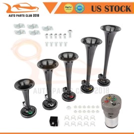 5 Trumpet Dixie Musical Car Air Horn Kit of Hazzard General Lee BLACK For Dukes
