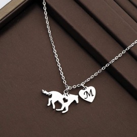 CHOORO Girls Horse Necklace Dainty Horse Jewelry Initial Necklace Kids Heart Initial Necklace Horse Gifts for Teen Girls Horse Lovers (M Horse -Necklace)