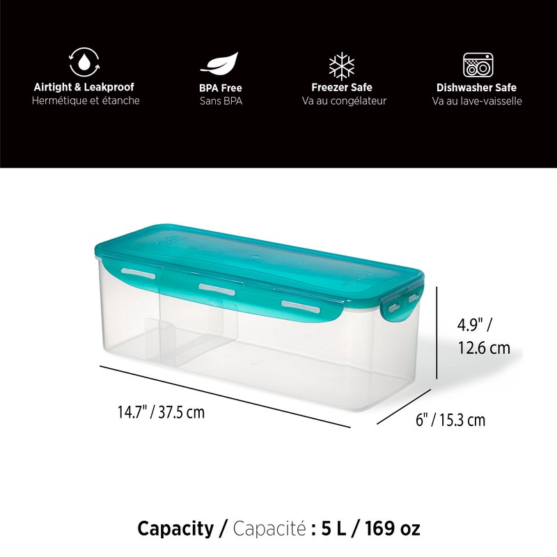 Starfrit LocknLock Plastic Bread Container - Removable Divider - 169oz/5L