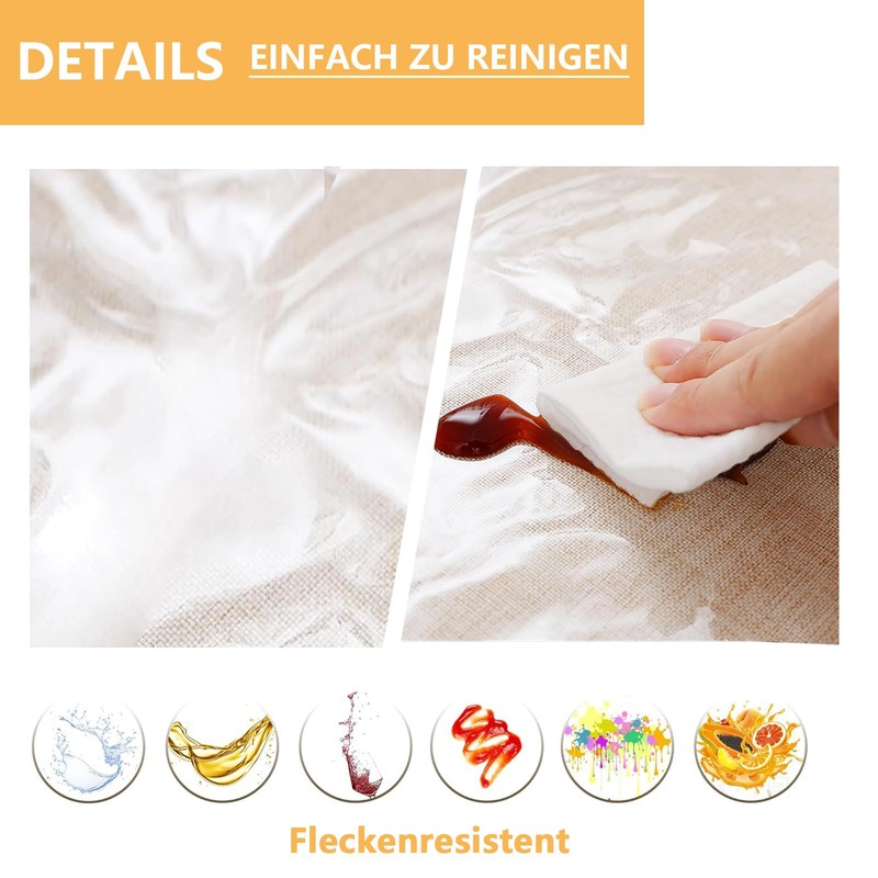 Tayuvira PVC Transparent Tablecloth, 0.13 mm, Washable, Waterproof, Greaseproof, Table