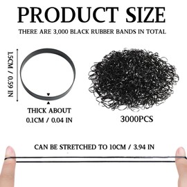 KEYRI 3000 Pcs Mini Rubber Bands Braids Ponytail Hair for Kids Tiny Hair Bands Rubber Bands for Girl Black Small Elastic Hair Rubber Bands Small Hair Bands For Braiding Soft Ties Bands (Black)