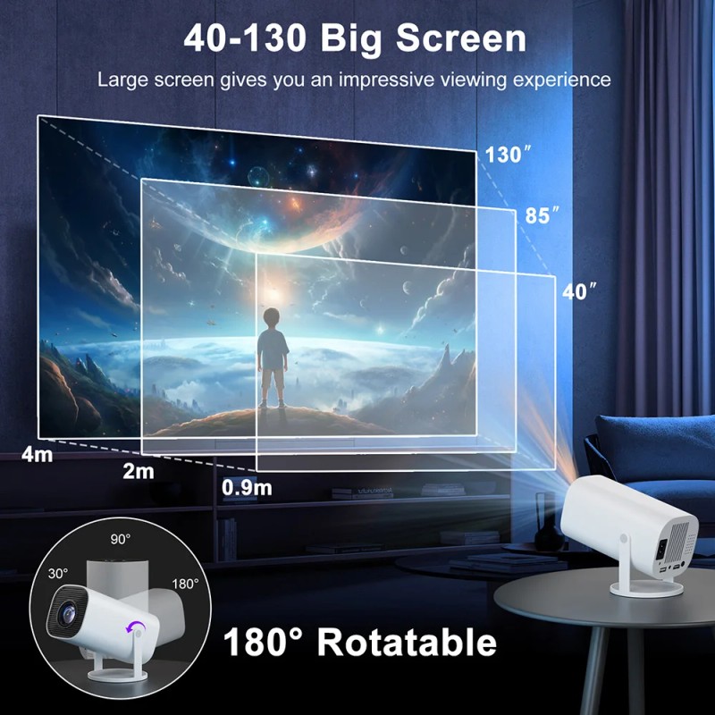 HY300 Pro Portable Smart Projector HD Home Theater Projector Wireless
