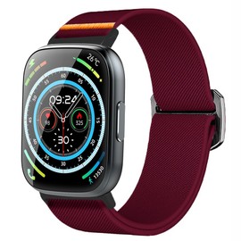 Lamshaw Band Compatible with Puqo Smartwatch Bands, Soft Stretchy Nylon Replacement Sport Bands Compatible with Puqo Smart Watch T80/Matast Smart Watch T60/DUSONLAP Smart Watch MT65/Aycy Smart Watch P114 (Red)