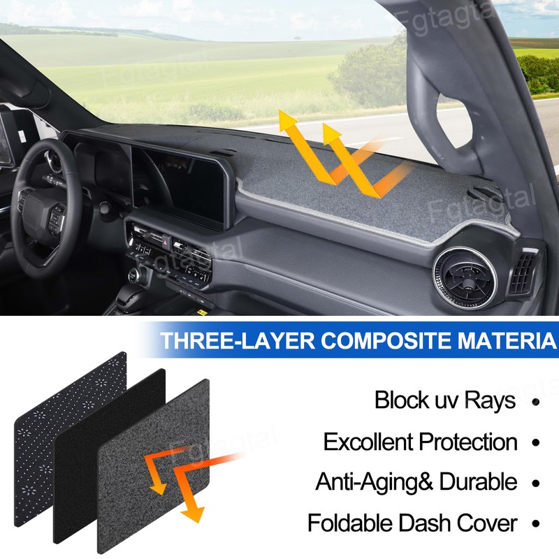 Fgtagtal Dashboard Cover Mat Sun Pad Fit for Toyota Land