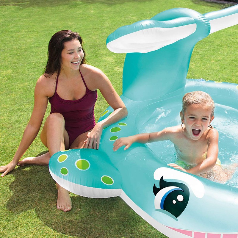 Intex 57440EP Inflatable Whale Spray Kiddie Pool for Kids 2+,