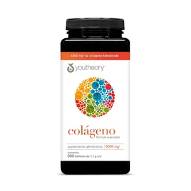 Youtheory Colágeno fórmula avanzada, piel, cabello y uñas mejoradas con vitamina C, 6 gramos de colágeno tipo 1, 2 y 3 con 18 aminoácidos, 390 tabletas