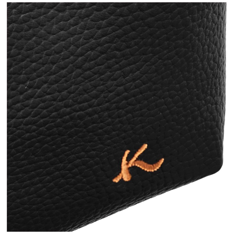 Kitamura RH0565 Shrink Leather 2-Way Pouch, Black/Camel Tech [Black] 15611