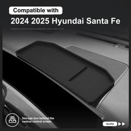 Dash Center Console Tray Compatible with 2024 2025 Hyund@i Santa Fe 12.3'' Two Full-Width Screens, Dashboard Storage Organizer Solid Plastic Tissue Sunglasses Holder (Santa Fe 2024 2025 Accessories)
