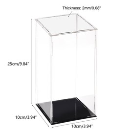 TA-VIGOR Acrylic Display Case, Plastic Box, Cube Storage Box, Clear, Small Assembly, Dustproof, 10 x 10 x 25 cm, Collectibles