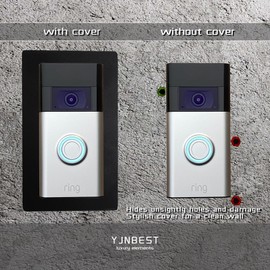 YJNBEST Stainless Steel Doorbell Faceplate for Ring Video Doorbell, Video Doorbell Battery 2nd Gen 3 Plus 4 Pro Battery/Holder/Back Plate, Covers Holes, Scratches, Black(T95)