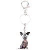 NEWEI Enamel Chihuahua Dog Keychain Handbag Purse Charms for Women