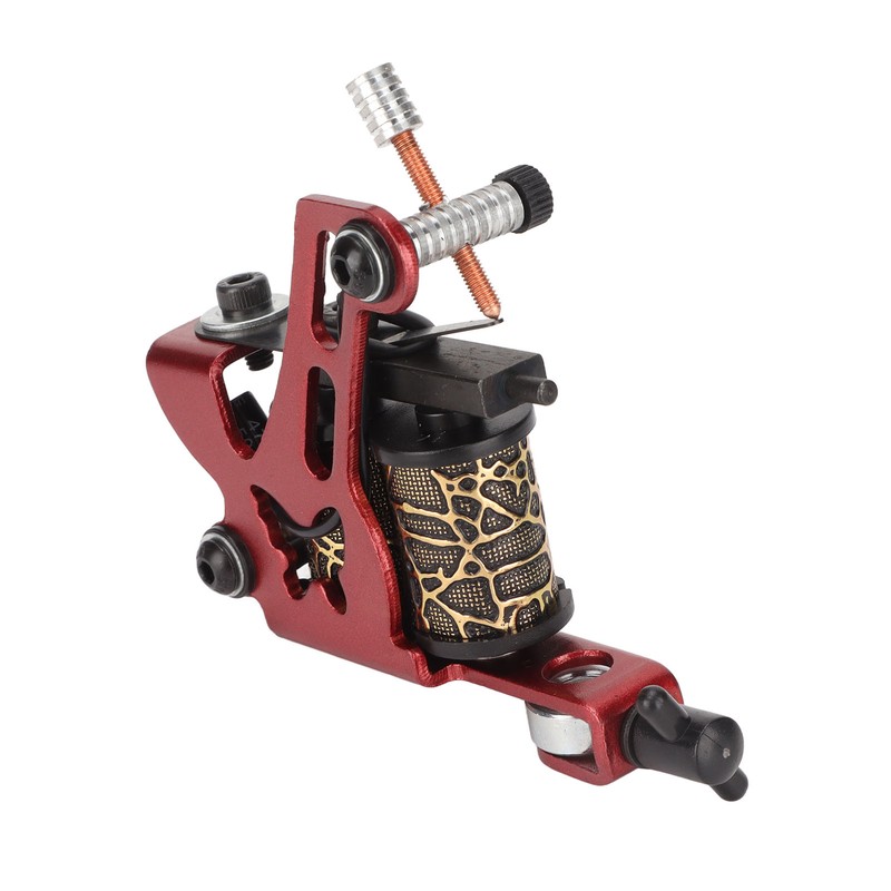 10 Wraps Coil Tattoo Machine Iron Frame Red Hollow Butterfly