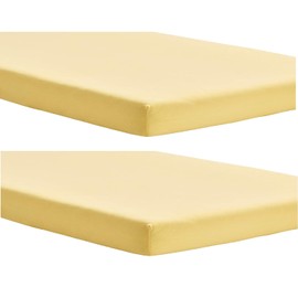 Dudu N Girlie Crib Sheets 40x90cm Fully Fitted – 90 x 40 Crib Sheets 2 Pack Cotton - Hpoallergenic Baby Pram Sheets Bedding Elasticated Breathable Easy Care (Pack of 2, Yellow)