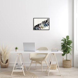 Stupell Industries People Walking in Line Rainbow Tone Shadows, Designed by Bethann Lawson Black Framed Wall Art, 16 x 20, Multi-Color