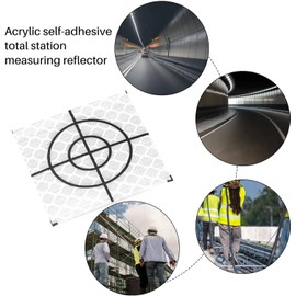 300Pcs Prism Measurement Reflector Sheet, Reflective Tape Survey Targets, Total Station Tunnel Survey(300pcs 40X40mm, White)