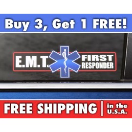 Avery EMT First Responder Sticker, Paramedic Car Bumper Sticker, Star of Life Decal