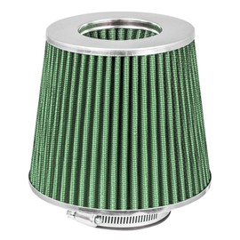 Mortar Aftermarket Auto Air Filter Replacement - Car Enthusiast Class Universal Cold Air Intake Gulps in More Air for More Engine Power & Passionate Induction Sound, 3.25 In, Green