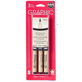 Sakura Pigma Graphic Pen 1mm Blk 3pc