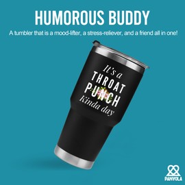 It's A Throat Punch Kinda Day Sarcastic Motivation Vacuum Insulated Tumbler Stainless Steel With Removable Lid and Straw (30 oz)