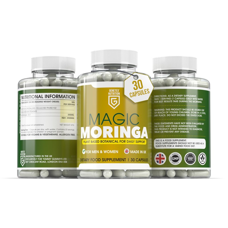 Magic Moringa Capsules High Strength Plant-Based Superfood Supplement for Daily