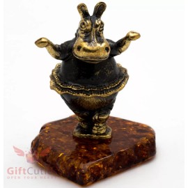 Solid Brass Amber Figurine Hippopotamus Hippo Behemoth ballerina IronWork