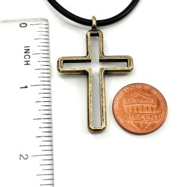 Forgiven Jewelry Cross Black Cord Necklace Antique Brass Finish (noc-b) NWT