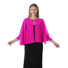 Baoqiya Shawls and Wraps for Dresses Chiffon Capelet Bridal Capes Soft Women Accessories Cover Up (Hotpink)