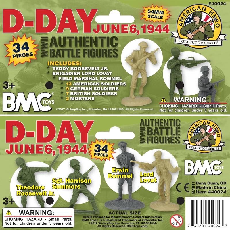 BMC WW2 D-Day Plastic Army Men - 34 American, British,