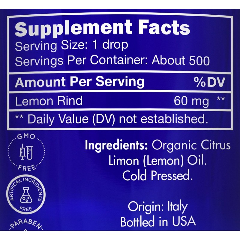 Organic, Lemon Essential Oil, Food Grade, for Cooking, Baking –