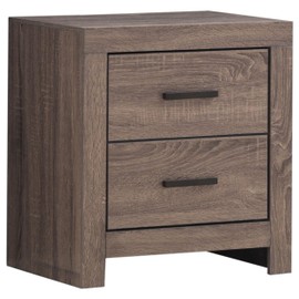 Coaster Home Furnishings Brantford Farmhouse Engineered Wood 2-Drawer Bedroom Nightstand Bedside Table Organizer Unit with USB Charging Outlet Barrel Oak 207042