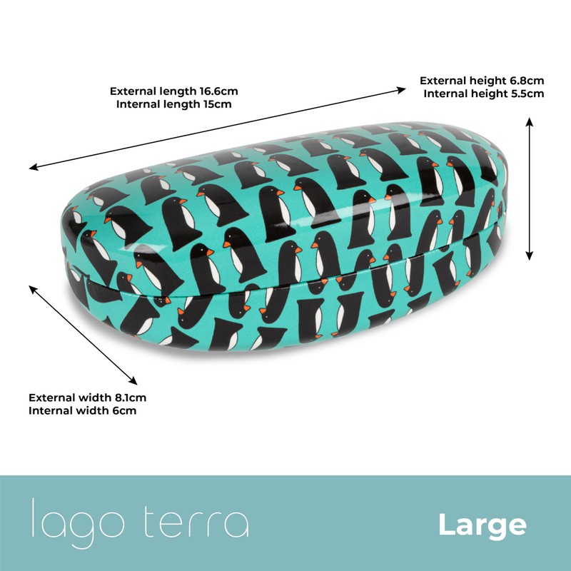LAGO TERRA Penguin Print Hard Shell Sunglasses Case -Large
