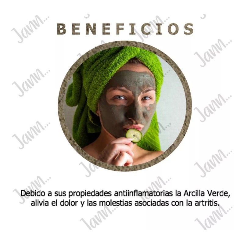 JANN Arcilla Verde Para Regeneración Celular Y Piel Grasa, 500g