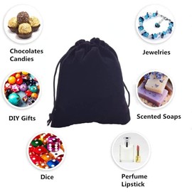 KUPOO 50 Pack 3.5x4.7 Inch Black Drawstrings Velvet Bags for Jewelry,Velvet Drawstring Bags,Drawstring Bags,Wedding Favors,Party Favors (Black)