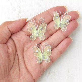 Unbranded Set of 300 Factory Direct Craft Bulk Green Nylon Artificial 1-1/2" Butterflies