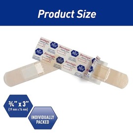 MED PRIDE Curitas Sin Látex De 3/4” X 3” Para Niños Con Piel Sensible, 100 Curitas Transparentes Con Almohadilla Antiadherente Y Tiras Adhesivas Hipoalergénicas De Primeros Auxilios 3/4” X 3”