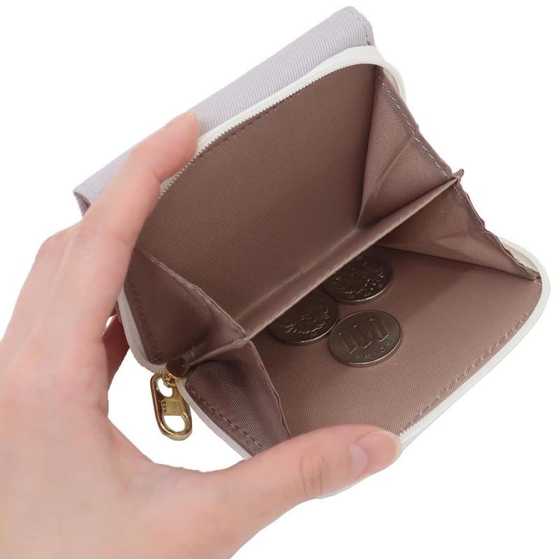 Snoopy SN&CB Zipper Trifold Wallet Grey Applique