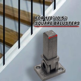 Decorex Hardware Aluminum Swivel Connectors - DIY-Friendly Metal Balusters Staircase Stair Spindles Bases - Set of 10, for 1/2" Square Balusters - DHSBC